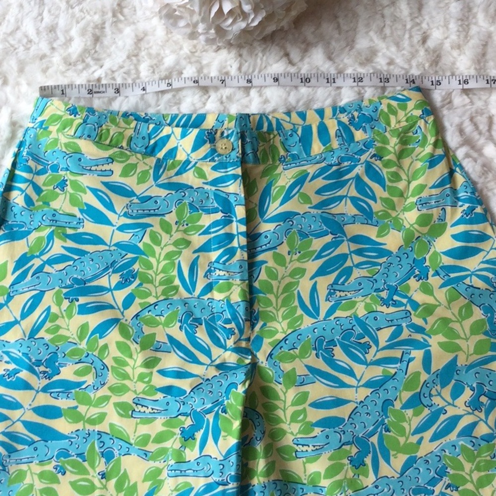 Lilly Pulitzer Blue Green Alligator Print Pants